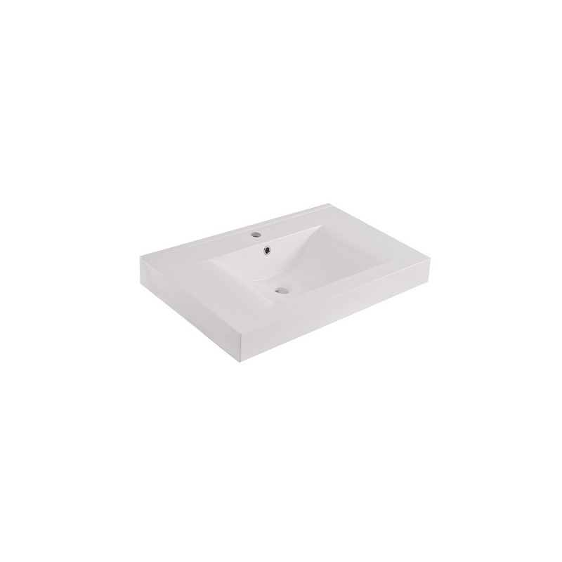 Tigris wastafel enkel met 1 kraangat 60x46x8 cm kunstmarmer glans wit