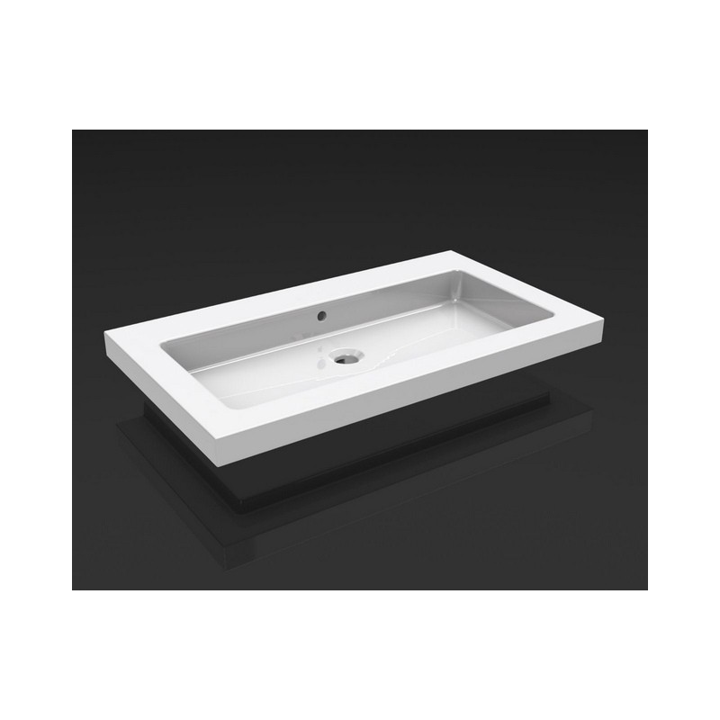 Kera wastafel enkel zonder kraangat 60x46x5 cm keramiek glans wit