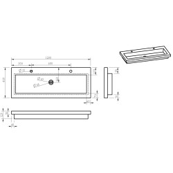 Raw wastafel enkel met 2 kraangaten 120x46x5 cm hardsteen gezoet