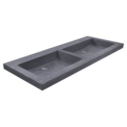 Raw wastafel dubbel met 2 kraangaten 120x46x5 cm hardsteen gezoet
