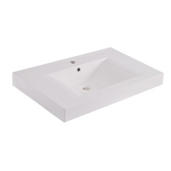 Tigris wastafel enkel met 1 kraangat 80x46x8 cm kunstmarmer glans wit