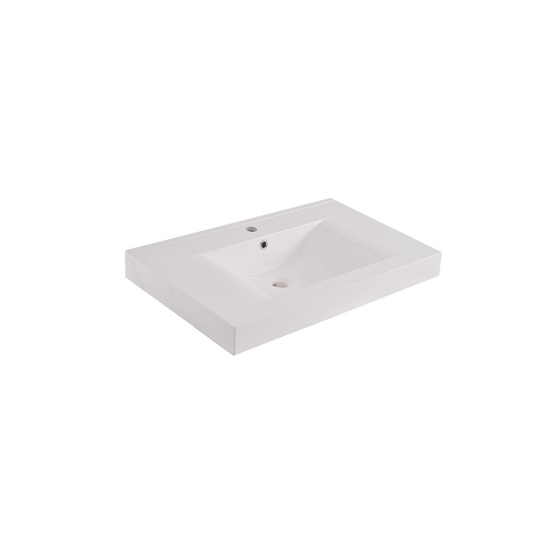Tigris wastafel enkel met 1 kraangat 80x46x8 cm kunstmarmer glans wit