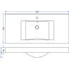 Tigris wastafel enkel met 1 kraangat 100x46x8 cm kunstmarmer glans wit