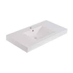Tigris wastafel enkel met 1 kraangat 100x46x8 cm kunstmarmer glans wit