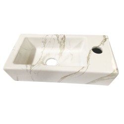 Rhea S mini fontein rechts 36,5 x 18 x 9 cm keramiek carrara