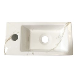 Rhea S mini fontein links 36,5 x 18 x 9 cm keramiek carrara