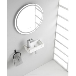 Rhea S mini fontein links 36,5 x 18 x 9 cm keramiek carrara