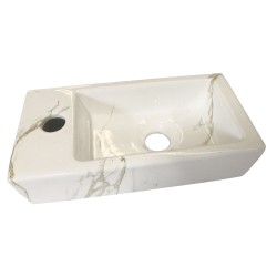 Rhea S mini fontein links 36,5 x 18 x 9 cm keramiek carrara