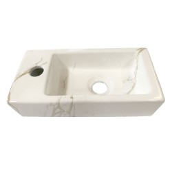 Rhea S mini fontein links 36,5 x 18 x 9 cm keramiek carrara