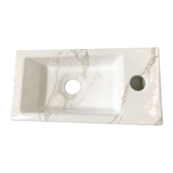 Rhea S mini fontein rechts 36,5 x 18 x 9 cm keramiek carrara