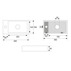 Rhea S mini fontein links 36,5 x 18 x 9 cm quartz
