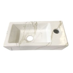 Rhea S mini fontein rechts 36,5 x 18 x 9 cm keramiek carrara