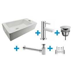 Fonteinset Rhea S mini fontein rechts glanzend wit - complete set
