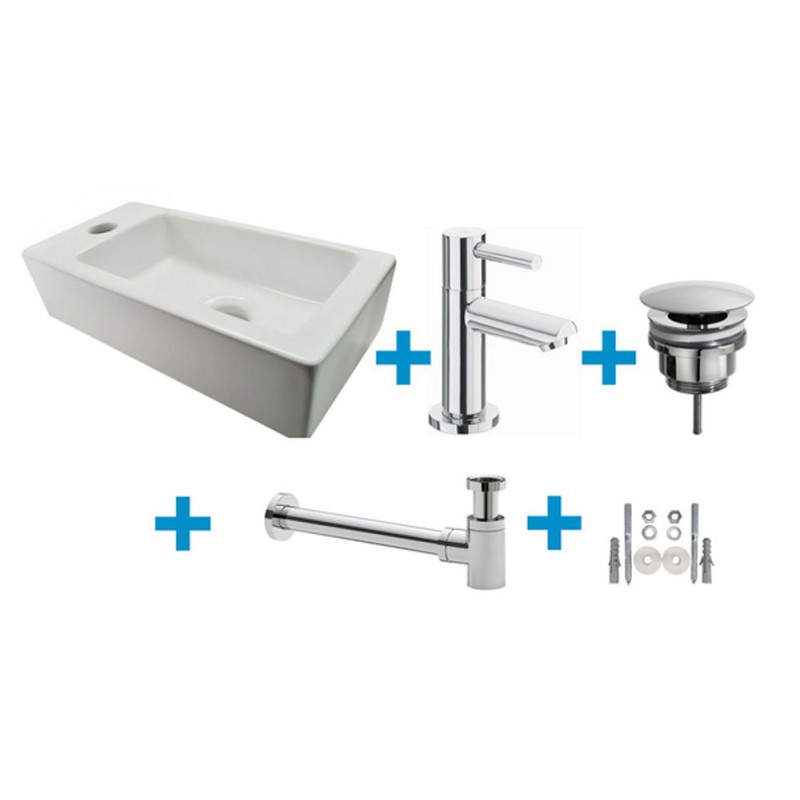 Fonteinset Rhea S mini fontein links glanzend wit - complete set