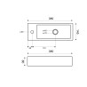 Trim mini fontein links 38 x 14 x 8 cm keramiek glans wit