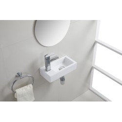 Rhea S mini fontein links 36,5 x 18 x 9 cm keramiek mat wit