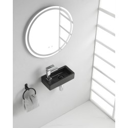 Rhea S mini fontein links 36,5 x 18 x 9 cm keramiek mat zwart