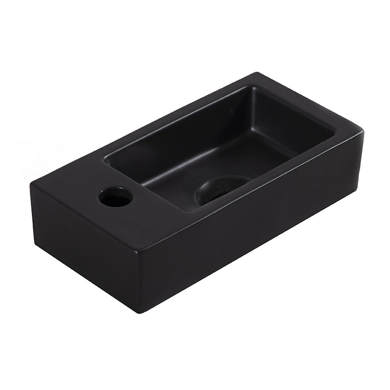 Rhea S mini fontein links 36,5 x 18 x 9 cm keramiek mat zwart