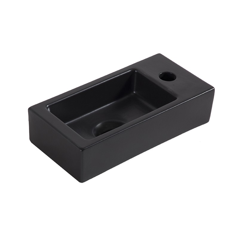 Rhea S mini fontein rechts 36,5 x 18 x 9 cm keramiek mat zwart