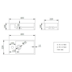 Lotte fontein links 40 x 22 x 10 cm solid surface mat wit