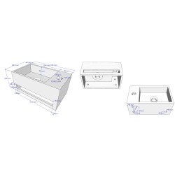 Julia fontein rechts 35 x 20 x 16 cm solid surface mat wit