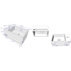 Julia fontein links 35 x 20 x 16 cm solid surface mat wit