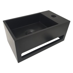 Julia fontein rechts 35 x 20 x 16 cm solid surface mat zwart