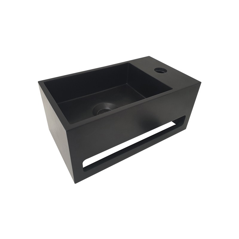 Julia fontein rechts 35 x 20 x 16 cm solid surface mat zwart