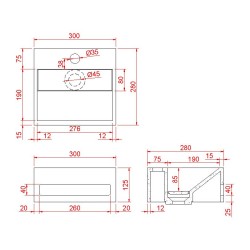Julia fontein 30 x 28 x 12,5 cm solid surface mat zwart