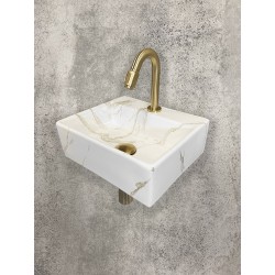 Fonteinset Leto fontein Carrara geborsteld messing - complete set