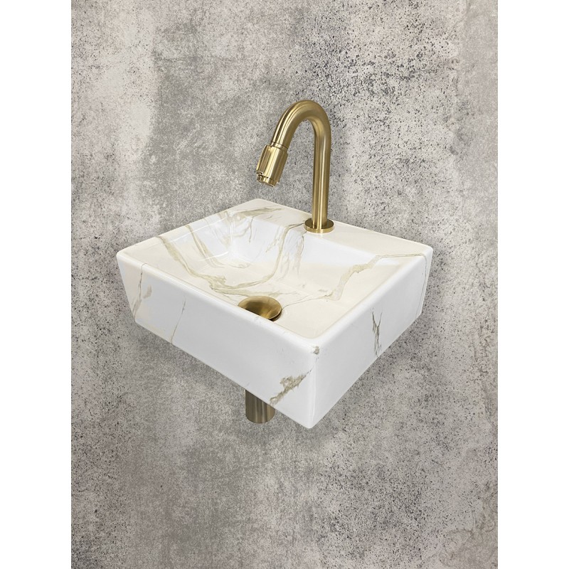 Fonteinset Leto fontein Carrara geborsteld messing - complete set