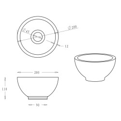 Raw waskom rond 20x11 cm hardsteen gezoet