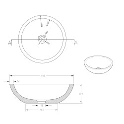 Raw waskom rond 40x12 cm hardsteen gezoet