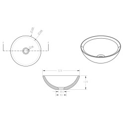 Raw waskom rond 32x12 cm hardsteen gezoet