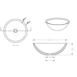 Raw waskom rond 40x14 cm hardsteen gezoet