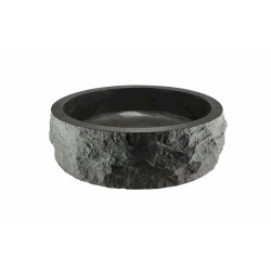 Raw waskom rond hamerslag 40x12 cm hardsteen gezoet