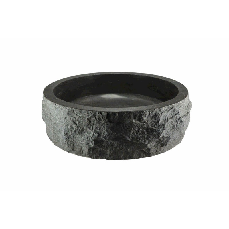 Raw waskom rond hamerslag 40x12 cm hardsteen gezoet