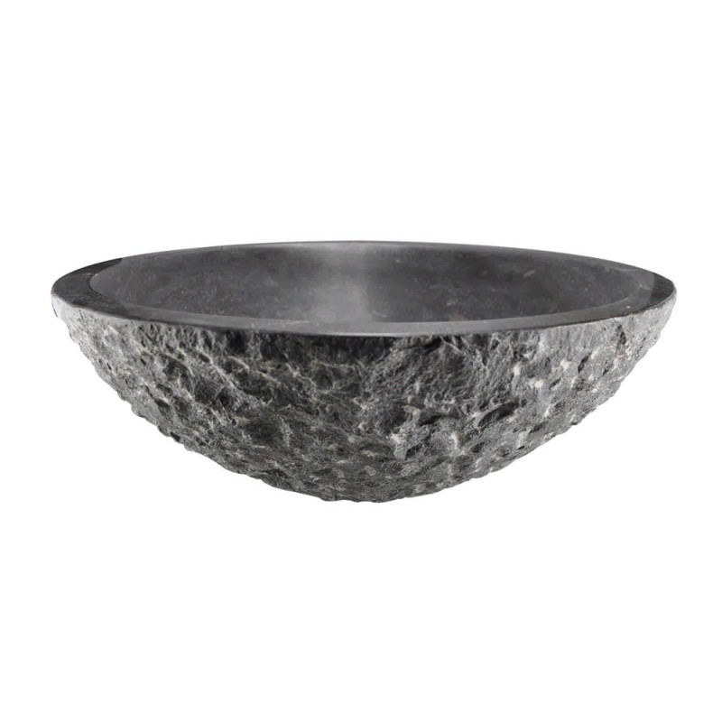 Raw waskom rond hamerslag 42x14 cm hardsteen gezoet