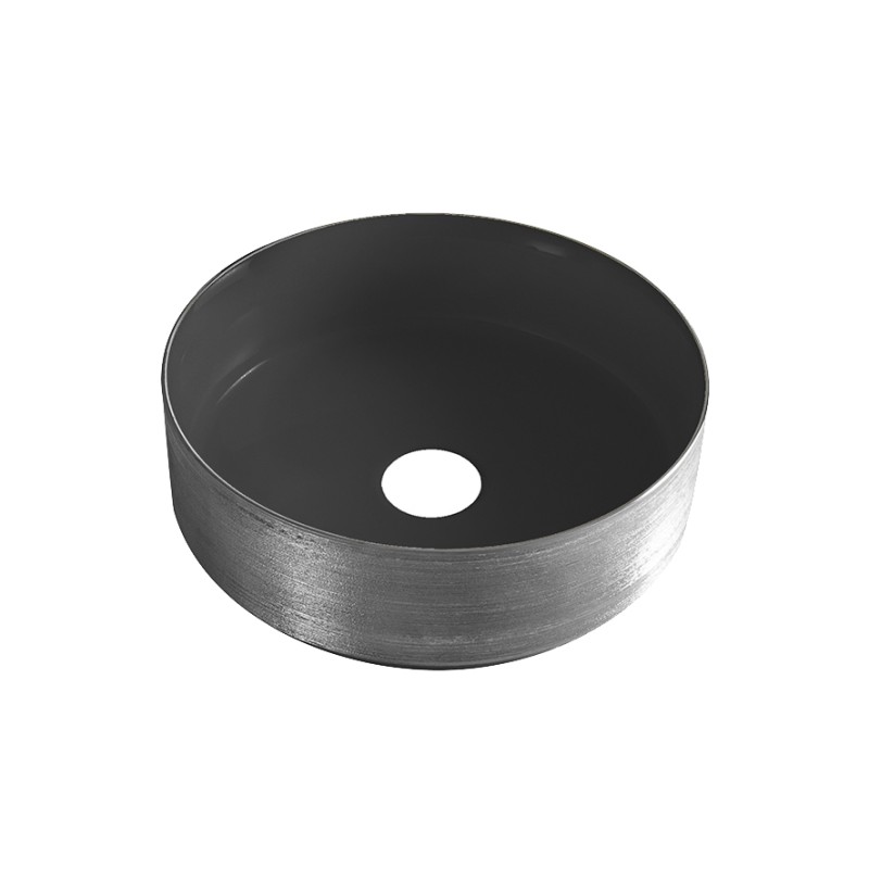 Mondri waskom rond 36 x 36 x 12 cm mat zwart / gunmetal