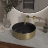 Mondri waskom rond 36 x 36 x 12 cm mat zwart / geborsteld goud