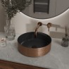 Mondri waskom rond 36 x 36 x 12 cm mat zwart / geborsteld brons koper