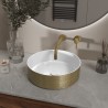 Mondri waskom rond 36 x 36 x 12 cm glans wit / geborsteld goud