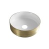 Mondri waskom rond 36 x 36 x 12 cm glans wit / geborsteld goud
