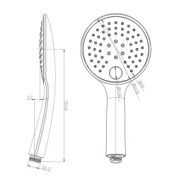 UniMatch glijstangset compleet met handdouche 3 standen Ø 12 cm chroom