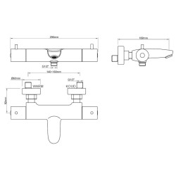 Caral thermostatische badmengkraan chroom