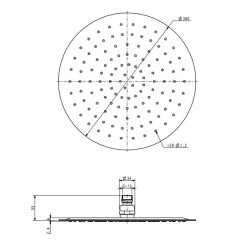 Ufo hoofddouche rond 30 cm chroom