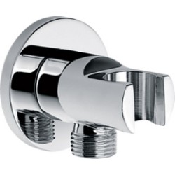 UniMatch wandaansluitbocht met handdouchehouder rond 1/2" chroom