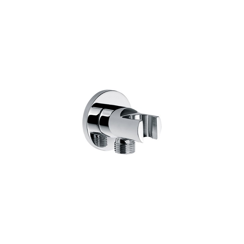 UniMatch wandaansluitbocht met handdouchehouder rond 1/2" chroom