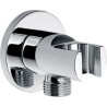 UniMatch wandaansluitbocht met handdouchehouder rond 1/2" chroom