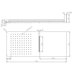Wandhoofddouche met waterval vierkant 600 x 25 mm chroom